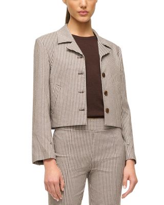 STAUD - Regency Jacket Dark Chocolate Micro Check