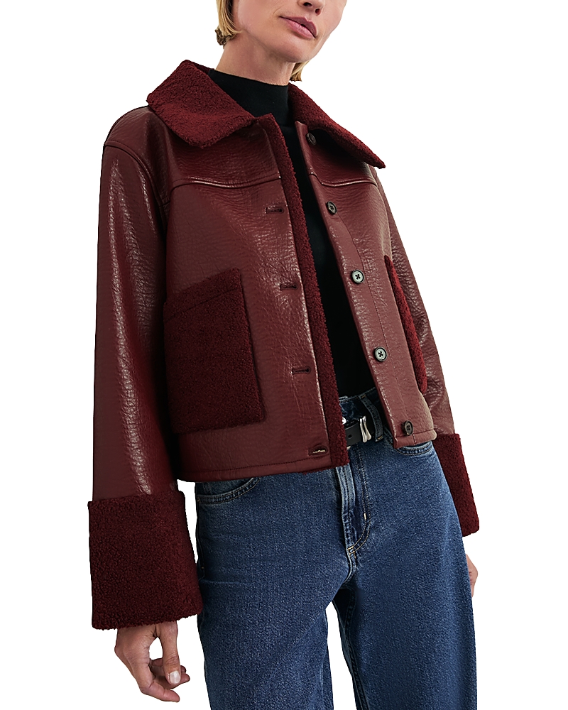 Rails Dria Faux Leather Jacket In Maroon Shearling