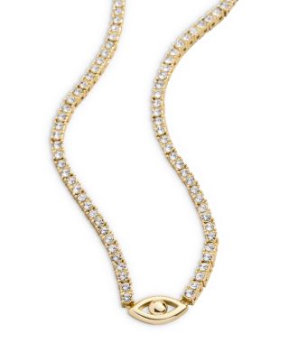 BAUBLEBAR - Polished Evil Eye Crystal Tennis Necklace, 17-20"