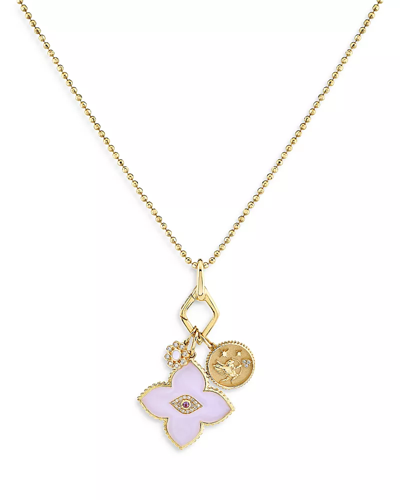 Sydney Evan 14K Yellow Gold Lilac Flower Charm Necklace, 24
