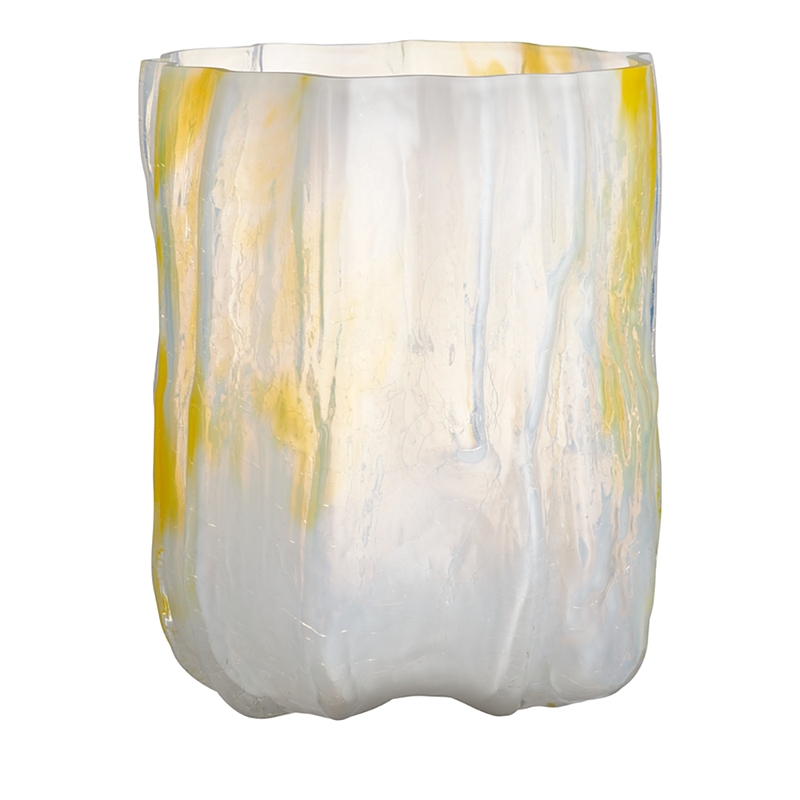 Kosta Boda Crackle Tall Vase, 11" In Yellow