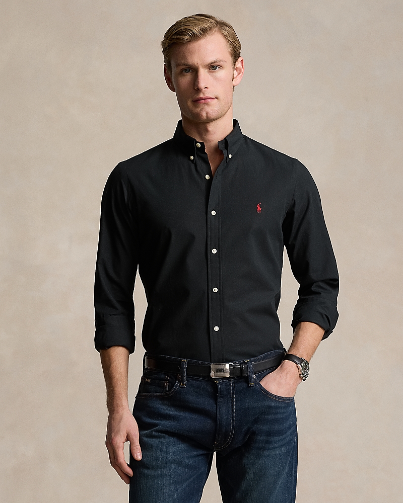 Polo Ralph Lauren Black Shirt With Pony Embroidery In Black