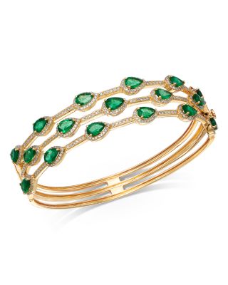 Bloomingdale's Fine Collection - 14K Yellow Gold Emerald & Diamond Multi Row Bracelet