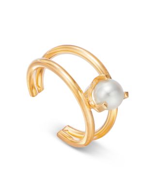 Zoe Chicco 14K Yellow Gold Nested Prong Cultured Freshwater Pearl Double Wire Ear Cuff