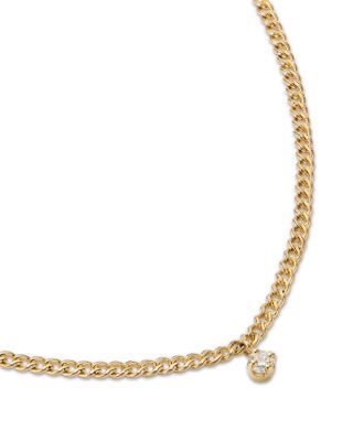 14K Yellow Gold Prong Diamond Pendant Necklace, 14-16"