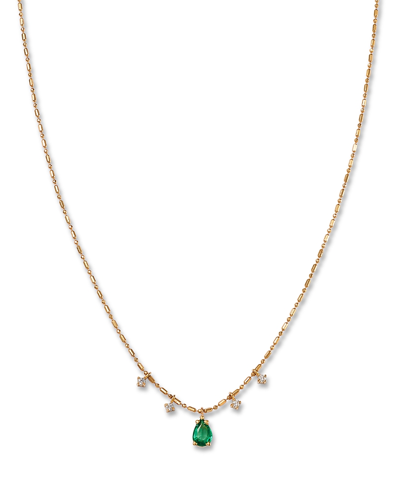 Zoë Chicco 14k Yellow Gold Dangling Emerald & Diamond Necklace, 16 In Green/gold