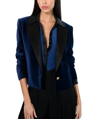 Alice and Olivia - Devyn Velvet Cropped Blazer