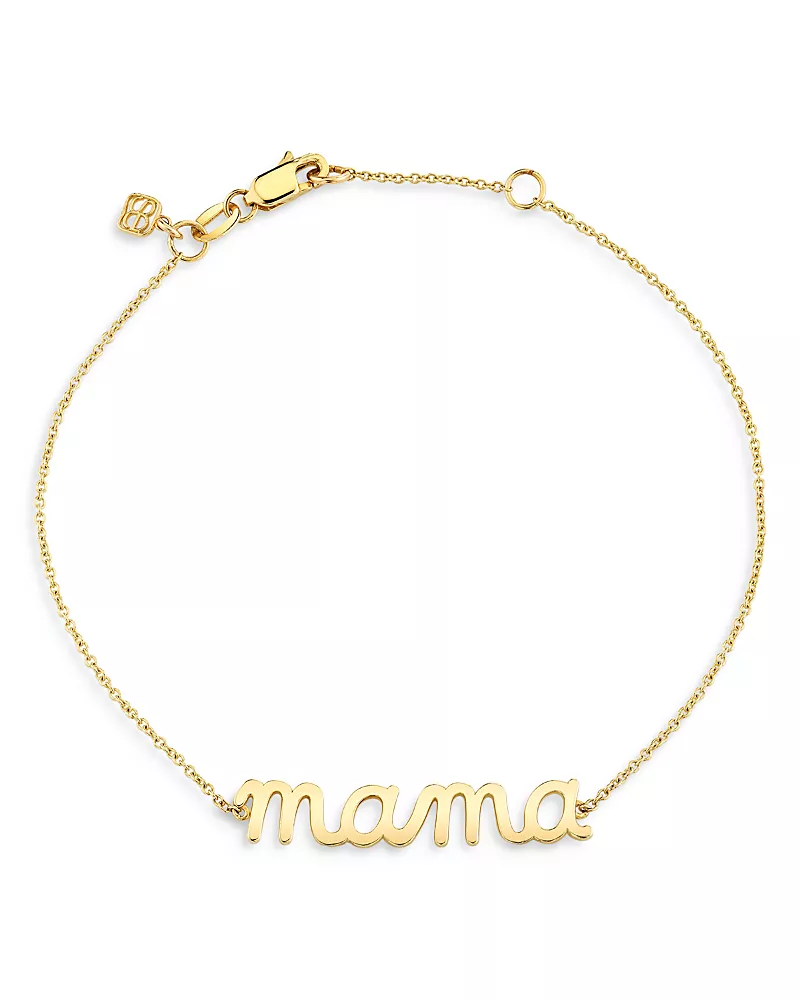 Sydney Evan 14K Yellow Gold Mama Script Charm Bracelet