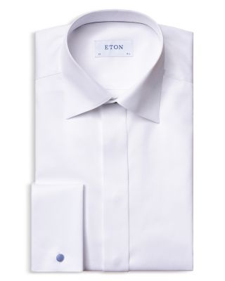 Slim Fit Twill Fly Front Formal Shirt