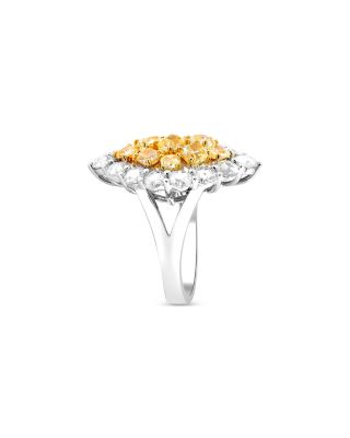18K Gold Yellow Diamond Halo Ring, 4.4 tcw