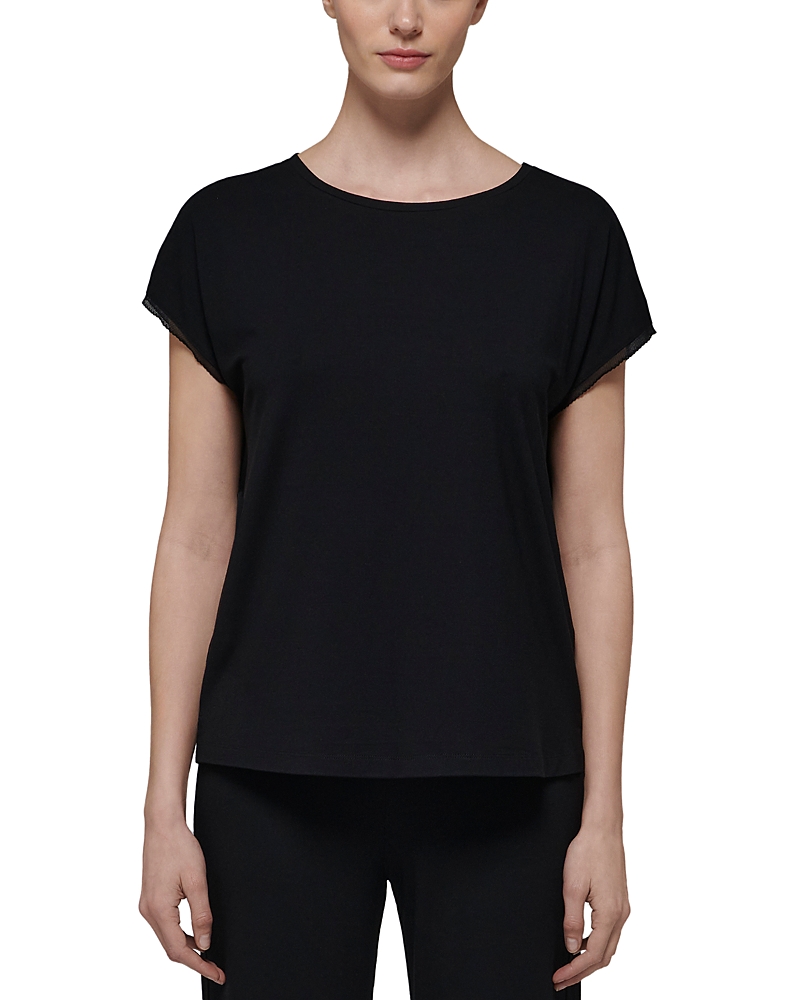Simone Perele Aurore Short Sleeve Pajama Top In Black