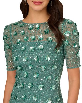 Beaded 3D Floral Gown