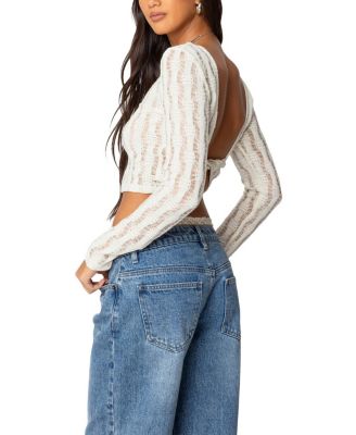 Twisted Back Textured Knit Top