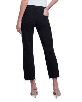 Sada High Rise Cropped Straight Leg Jeans in Noir