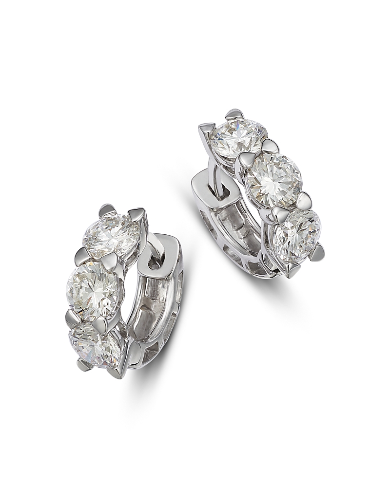 Bloomingdale's Fine Collection Certified Lab Grown Diamond Huggie Hoop Earrings in 18K White Gold, 3.0 tcw