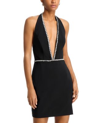 Liv Foster - Phoebe Crepe Embellished Plunge Neck Mini Dress - Exclusive