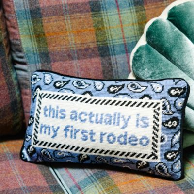 First Rodeo Needlepoint Pillow, 15" x 9"