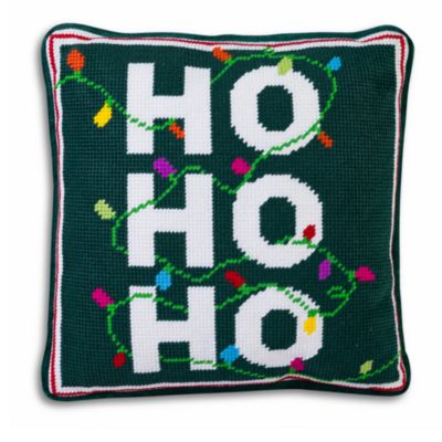 Furbish Studio Ho Ho Ho Needlepoint Pillow, 11 x 11