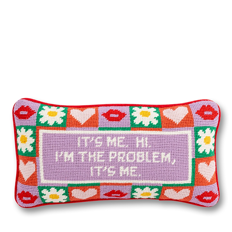 Furbish Studio It's Me Needlepoint Pillow, 14 X 8 In Multi