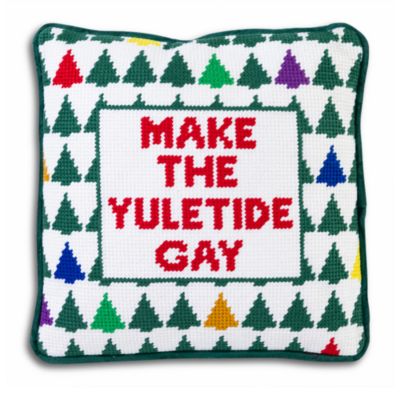 Furbish Studio - Make the Yuletide Gay Needlepoint Pillow, 10" x 10"