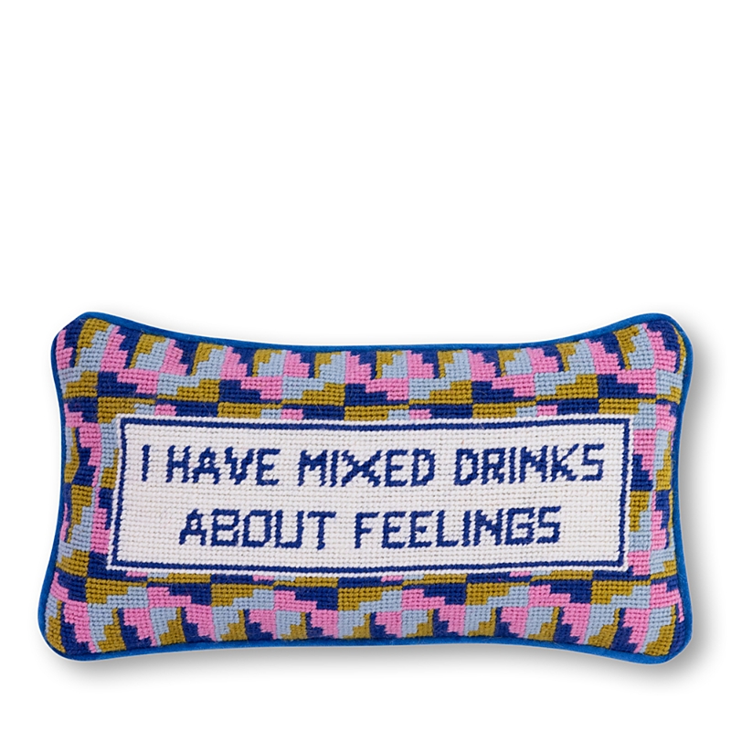 Furbish Studio Mixed Drinks Needlepoint Pillow, 14 X 8 In Multi