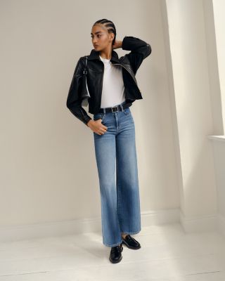 Le Slim Palazzo High Rise Wide Leg Jeans in Drizzle