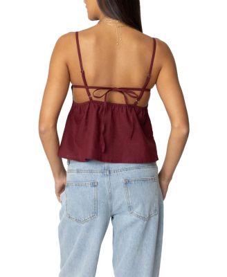 Linen Look Open Back Top