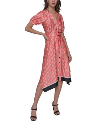 KARL LAGERFELD PARIS - Printed Asymmetric Hem Shirtdress