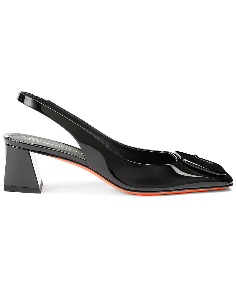 Santoni Women's Patent Leather Mid-Heel Slingback Pumps