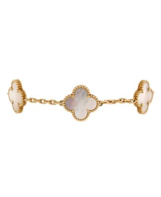 Pre-Owned Van Cleef & Arpels Vintage Alhambra 5 Motifs Bracelet 18K Gold and Mother of Pearl