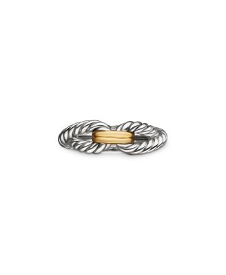 Cable Loop Band Ring in Sterling Silver with 18K Yellow Gold, 7mm