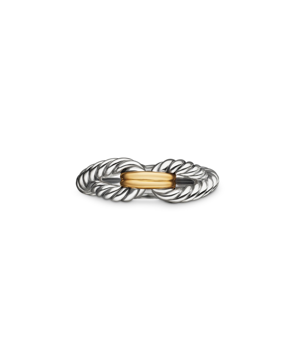 David Yurman Cable Loop Band Ring in Sterling Silver with 18K Yellow Gold, 7mm in Gold/Silver