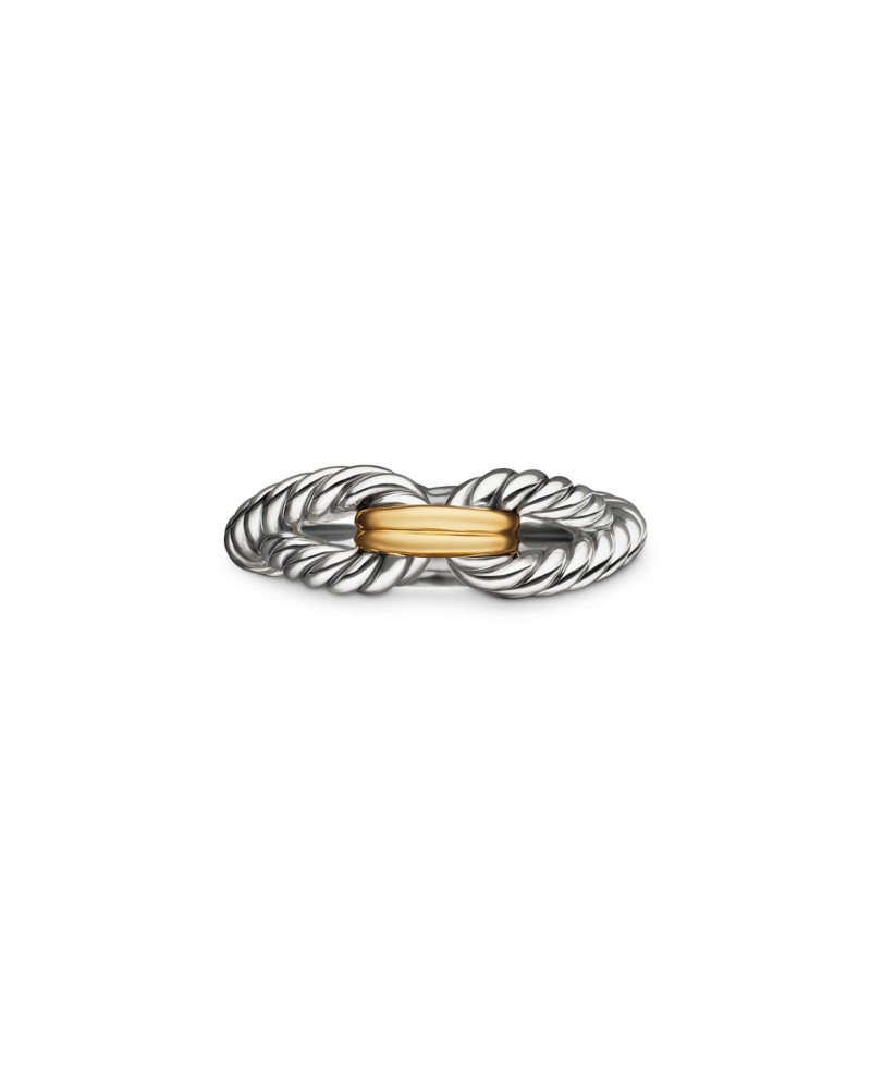 David Yurman Cable Loop Band Ring in Sterling Silver with 18K Yellow Gold, 7mm in Gold/Silver