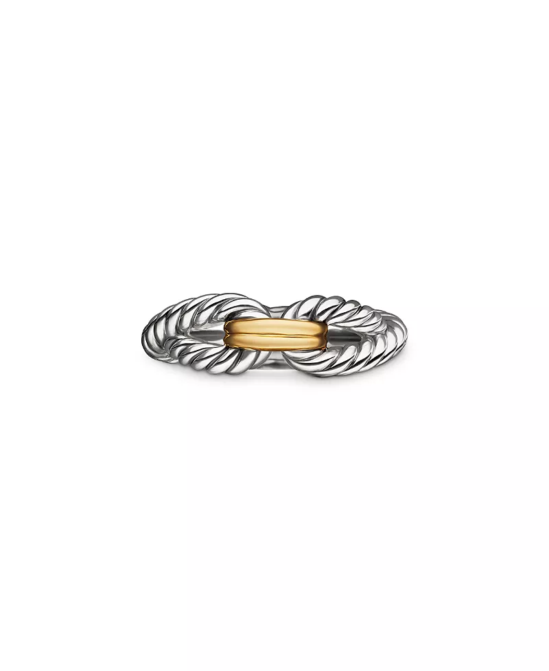 Cable Loop Band Ring in Sterling Silver with 18K Yellow Gold, 7mm