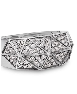 Men's Sterling Silver Faceted Diamond Pav&eacute; Ring