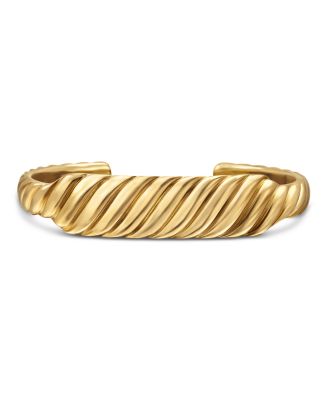 David Yurman Sculpted Cable Contour Cuff Bracelet in 18K Yellow Gold, 13mm