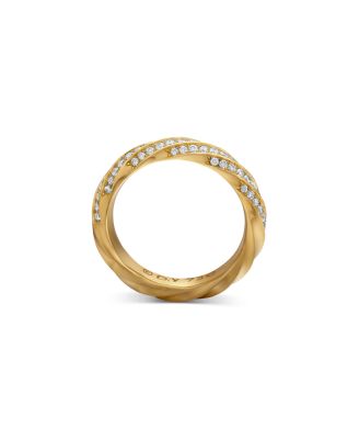 Cable Edge Band Ring in Recycled 18K Yellow Gold with Pav&eacute; Diamonds