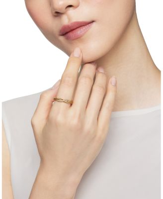 18K Yellow Gold Petite Infinity Twisted Ring with Diamonds