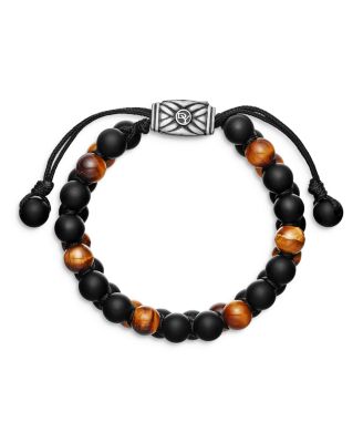 Men's Spiritual Beads Two-Row Bracelet with Black Onyx & Tiger's Eye