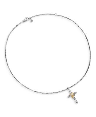 Cable Collectibles X Cross Necklace with Diamonds and 14K Gold