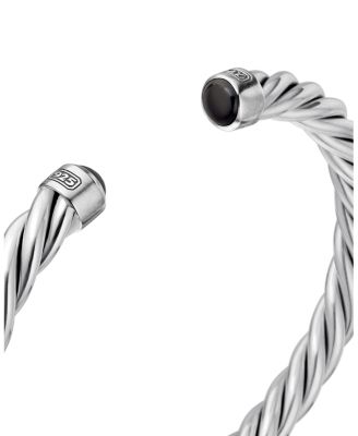 Men&#39;s Cable Classic Cuff Bracelet with Black Onyx, 6mm