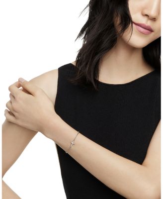 Petite Pav&eacute; Cross Chain Bracelet in Sterling Silver with Diamonds, 1.7mm