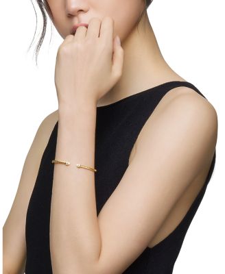 18K Yellow Gold Cablespira&reg; Bracelet with Cultured Freshwater Pearls & Diamonds