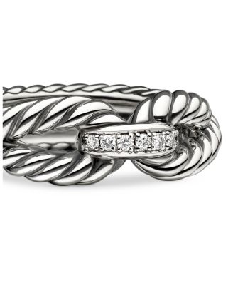 Cable Loop Ring with Diamonds