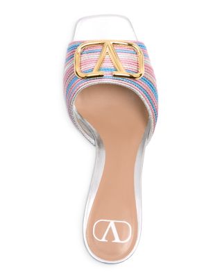 Women's Square Toe Logo High Heel Sandals