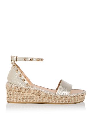 Rockstud Flatform Ankle-Strap Espadrille Sandals 
