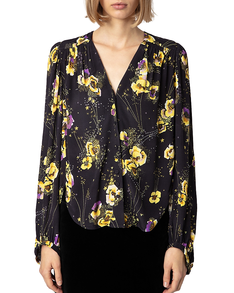 Zadig & Voltaire Turin Crepe Yoko Strass Noir Button Up Shirt