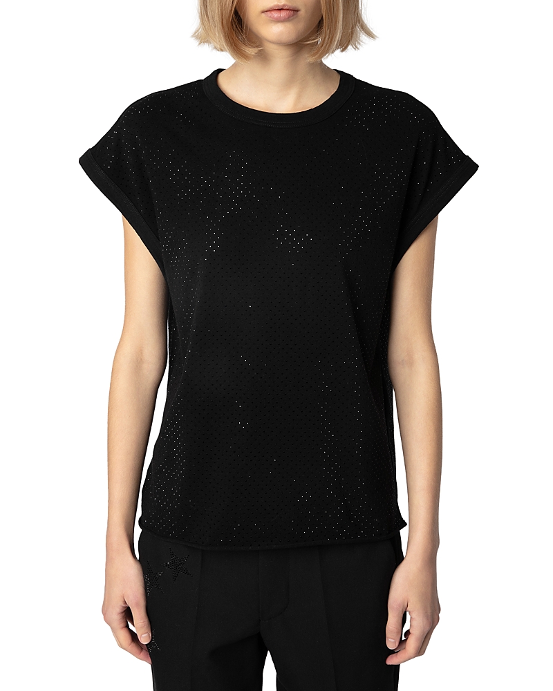 Zadig & Voltaire Cecilia Hc Ao Strass Noir Top In Noir