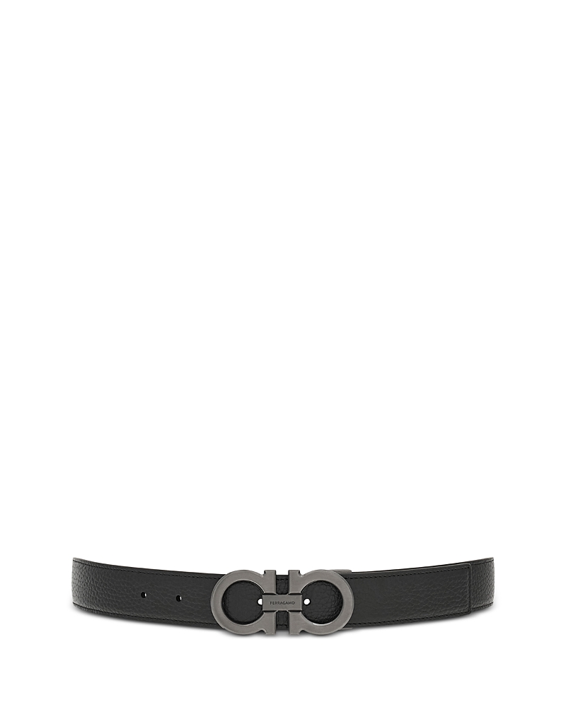 Ferragamo Leather Gancini Belt In Nero/clay