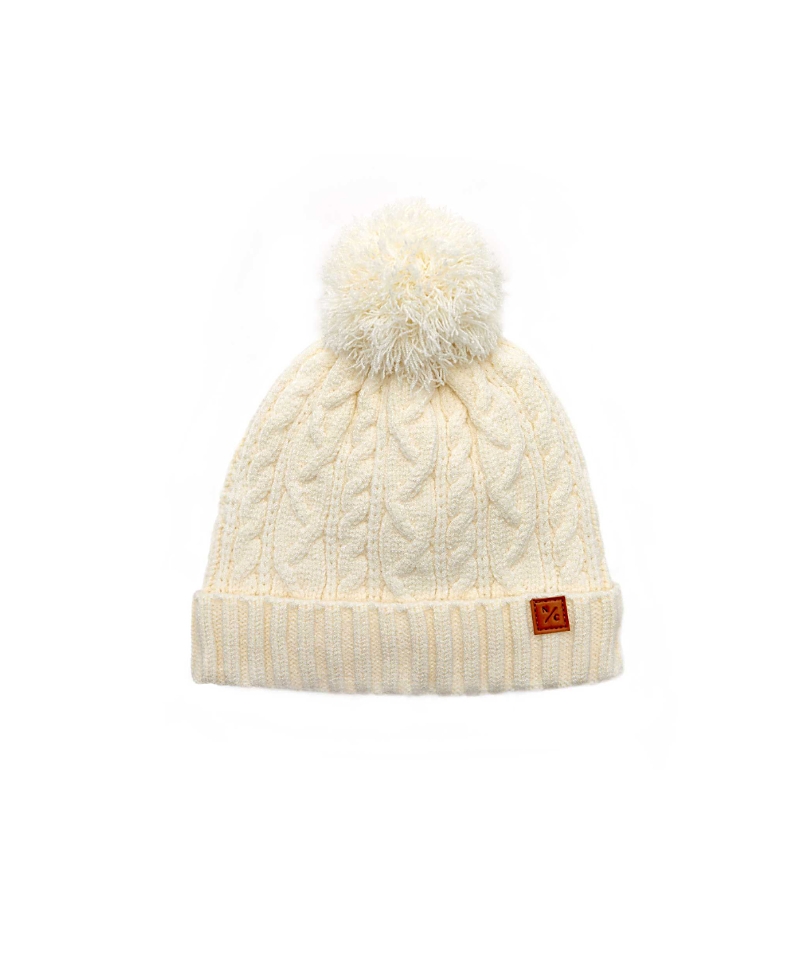 Shop Northern Classics Unisex Cable Knit Pom Pom Hat - Baby, Little Kid, Big Kid In Winter White